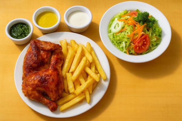 Resultado enriquecidos en la SERP de Google al buscar '1/2 pollo a la brasa'